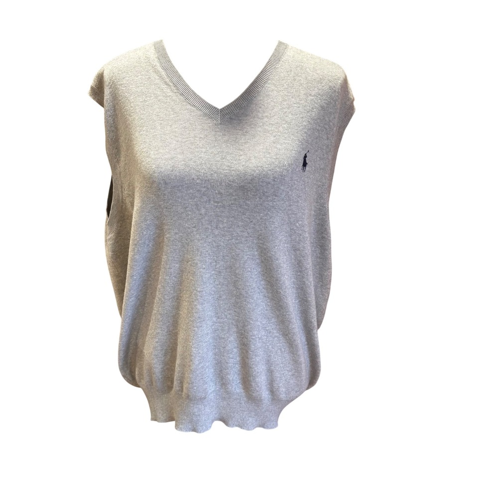 Polo Ralph Lauren Men's Gray Pima Cotton V-Neck Sweater Vest Size Large NWT